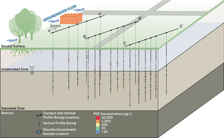 Figure 1. Investigation Transects and Vertical Profile Borings