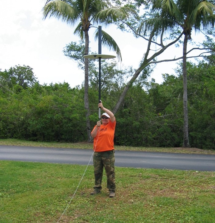 Figure 12. A USGS hydrologist calibrating an electromagnetic induction borehole logging tool (USGS, 2008).