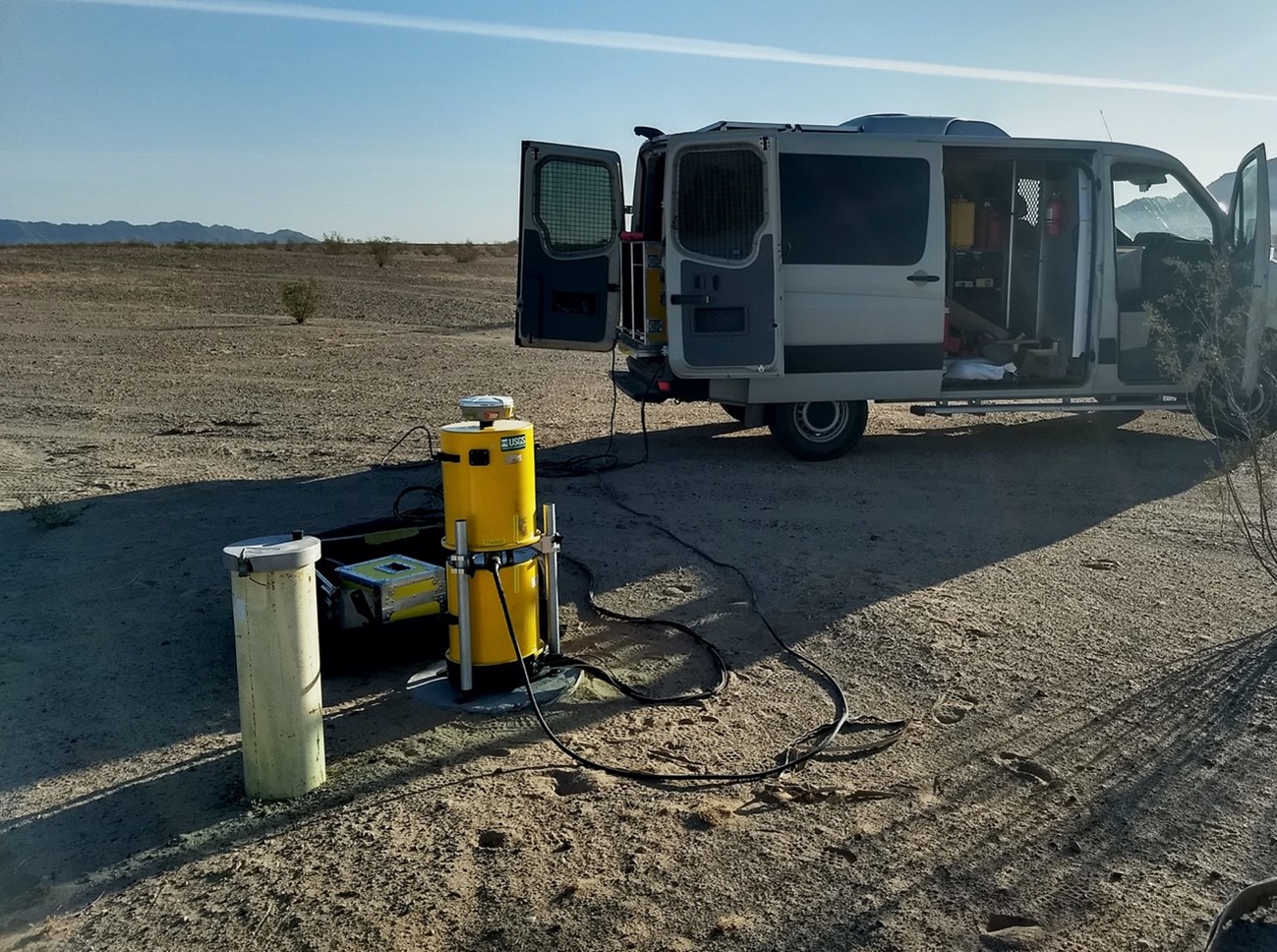 Figure 3. An example of an absolute gravity meter deployed to collect data during an aquifer storage study (U.S. Geological Survey, 2018).
