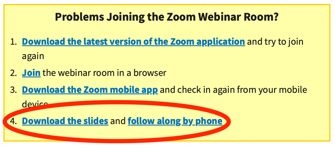 Problems Joining the Zoom Webinar Room?