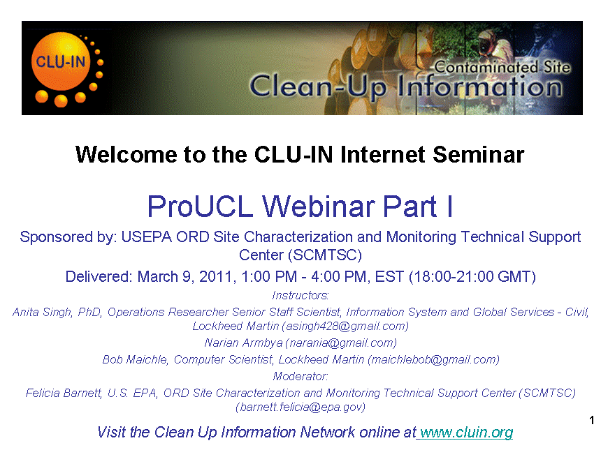 Proucl Software ProUCL Webinar Part I