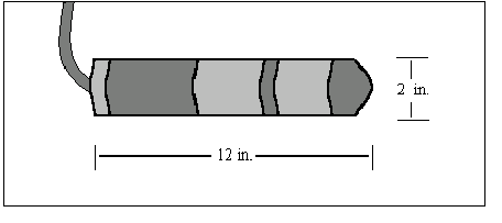 Figure 5: The dimensions of the probe for the Environmental Moisture Monitor System. (Adapted from the Troxler Sentry 200 EMM System Page)