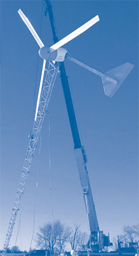 Figure 1. The 10-kW wind turbine system erected at the former Nebraska Ordnance Plant is possibly the technology’s 'first-ever' application for remediation purposes.