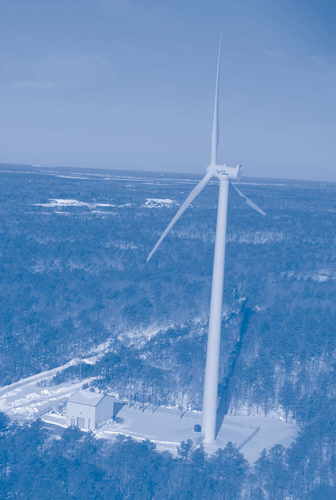 Figure 1. The 1.5-MW Fuhrlander wind turbine at MMR became operational in December 2009, nine months after its foundation was installed.
