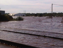 Inundation of the north area of the American Cyanamid site with five feet of standing water after the floodwaters receded; during the hurricane, the Raritan River from its typical elevation of approximately 18 feet above mean sea level to an elevation of 42 feet.