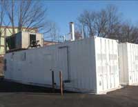 Storage units containing the synthetic media system used at the Waltham site.