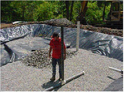 Limestone emplaced in three lined, underground treatment cells at the Kimble Creek site.