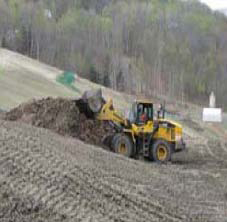 Figure 4. Organic-rich topsoil for the 45-acre cap at Elizabeth Mine Superfund Site was manufactured onsite.