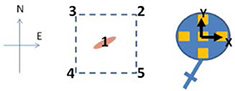 Figure 5. A cued survey pattern with five points centered on marked target location.